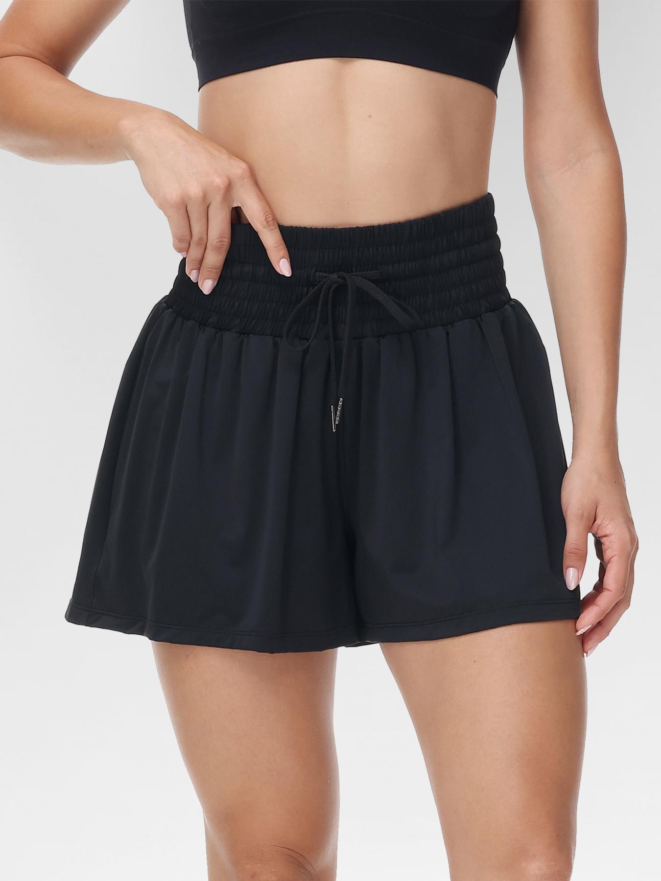 High-Waisted 2-in-1 Flowy Athletic Shorts For Women Gym Workout Running Lounge Pants With Pocket Tennis Golf Shorts Elastic Drawstring Cute Clothes Summer Outfits Sportswear Hiking Exercise Cycling Outdoor Nylon