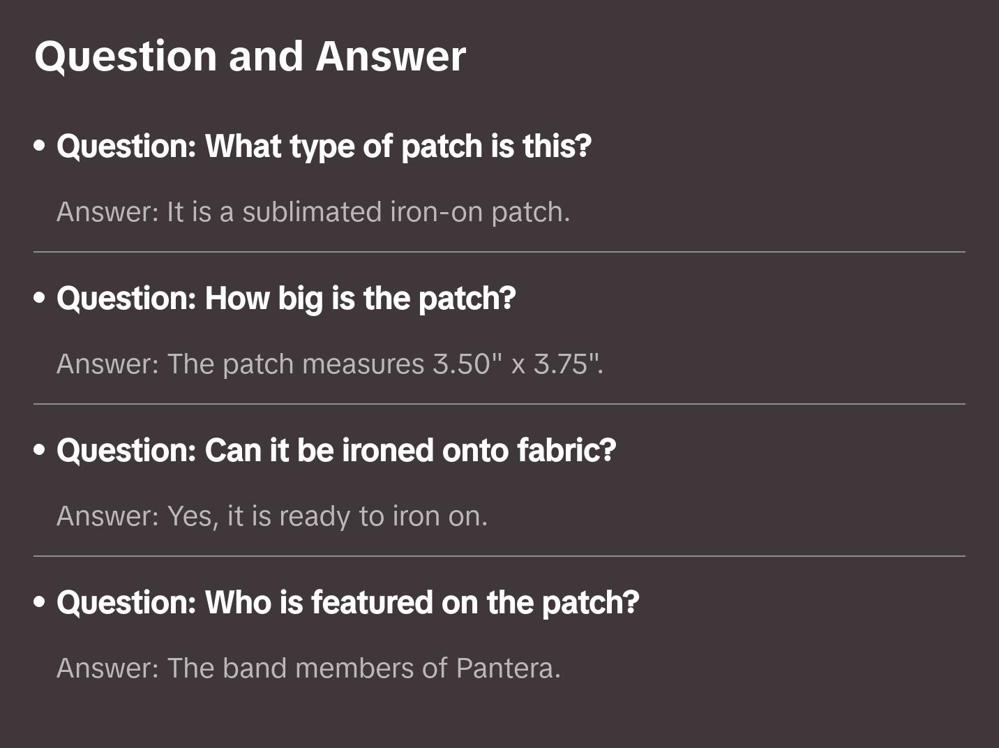 Pantera Vulgar Members Patch Arlington Rock Band Sublimated Embroidery Iron On