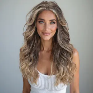 Lacey H-DWY 13×6 Free Part Lace Front Long-Length Curly Ombre Blonde with Highlights Glueless Synthetic Wig for Women 24 Inches Frontal Lace Wigs