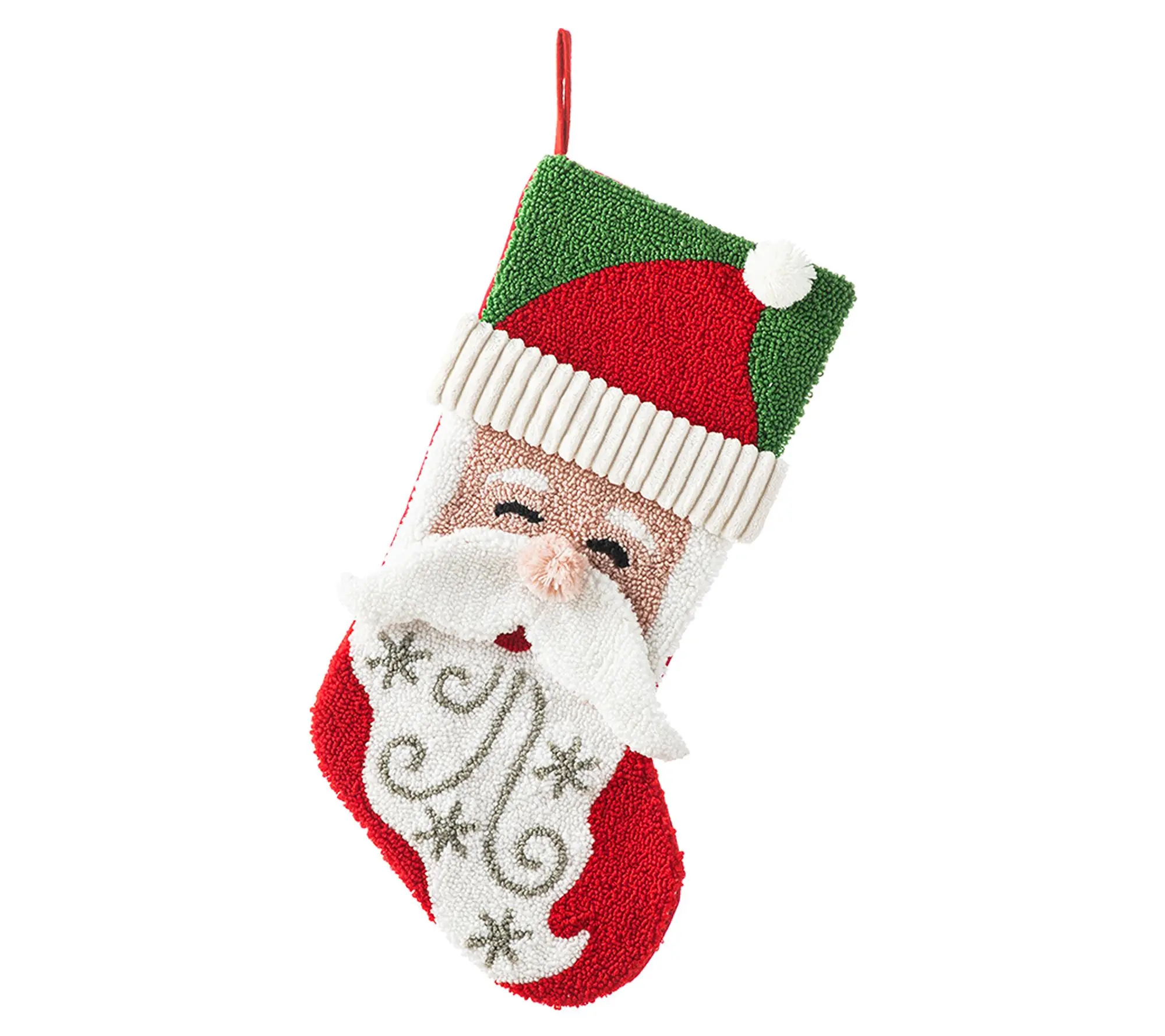 Glitzhome 20.5"L Santa Hooked Christmas Stockin g