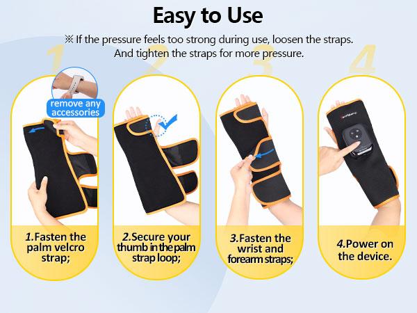 Air Compression Hand and Wrist Massager, Portable Forearm Massage Sleeve with Heat, Christmas Gift for Men Women Seniors