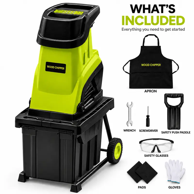 Electric Wood Chipper Shredder for Yard & Garden Waste, 15-Amp Portable Branch Mulcher, 1.77-Inch Branch Cutting Capacity, 10-Gallon Collection Bin for Backyard Cleanup, Leaves & Twigs Electric Wood Chipper Shredder for Yard & Garden Waste, 15-Amp Portable Branch Mulcher, 1.77-Inch Branch Cutting Capacity, 10-Gallon Collection Bin for Backyard Cleanup, Leaves & Twigs