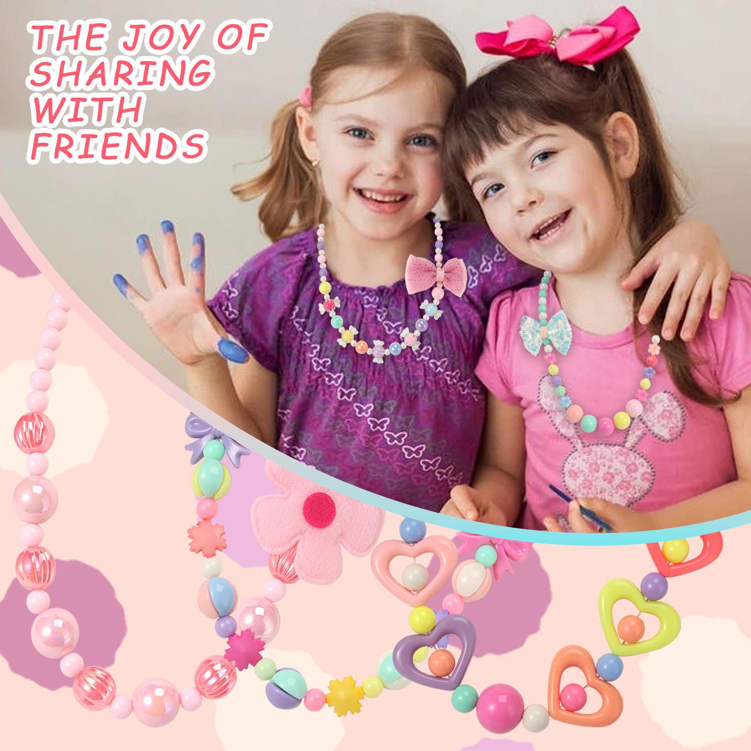 PinkSheep Kids Classic Jewelry - 6 Sets of Beaded Necklaces & Bracelets for Girls, Versatile Accessories for Various Occasions
