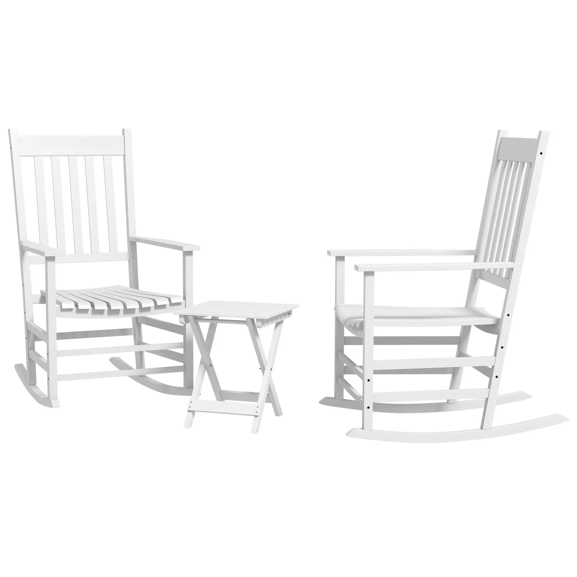 Outsunny Poplar Wood 2-Piece Rustic Rocking Patio Outdoor Chairs Set with 55 lbs Side Table, Waterproof Coat, Smooth Arms, High Back, 352 lbs Capacity, 27.25" W x 33.75" D x 43.25" H, Stable, Setup-Required Outdoor Living Furniture for Garden