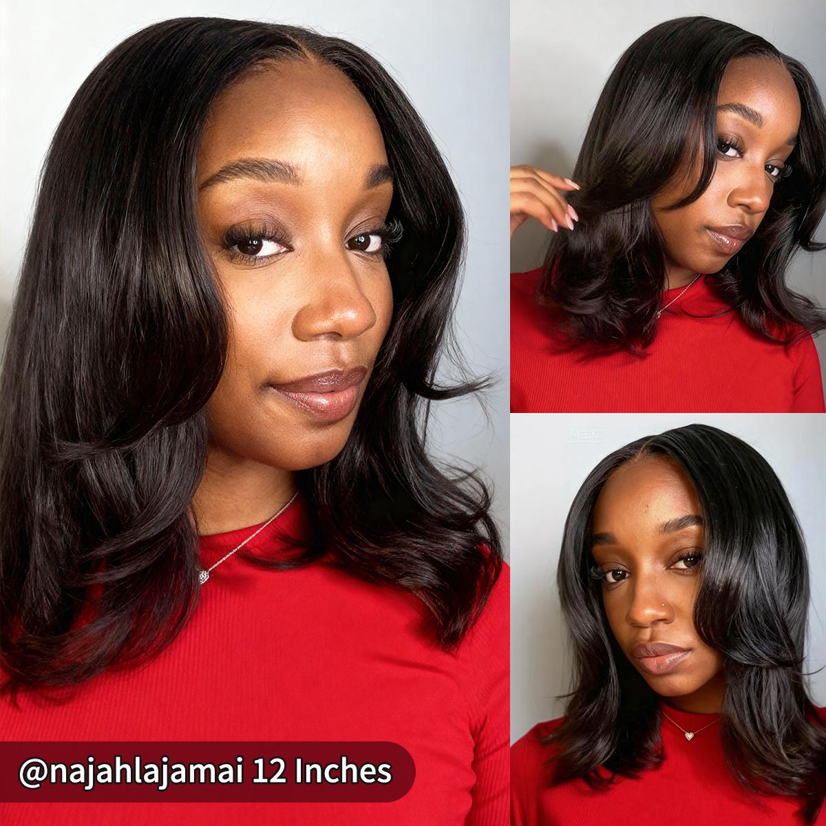 Layered Cut Bob Yaki Straight Wig 9x6 T Part Wear Go Glueless Bob Wigs Human Hair Bleached Knots For Women 180 & 250% Density Brazilian Deep Part Lace Glueless Wig