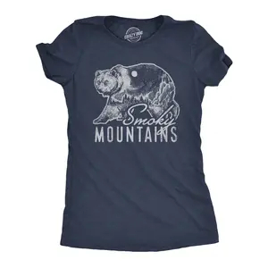 Womens Retro Smoky Mountains T Shirt Funny Camping Vintage Graphic Design Tee Guys Funny Womens T Shirts Cute Vintage Fashion Casual Ladies T-Shirt Gift Vintage Tops for Women Funny Camping Top Women's Novelty Navy