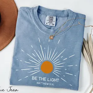 omfort Colors Be The Light Christian Shirt, Matthew 5:14 Bible Verse Tee, Faith Sunburst Shirt, Religious Graphic Tee, Jesus Lover Gift
