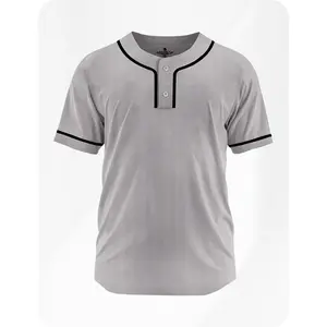 Exxact Sports Blank Baseball Jersey Men, 2-Button Plain Baseball Jersey, Sports Uniforms Women Softball Jersey Men - (Grey, A) Athletic Outfit Athletic Activewear Baseball Jersey for Fans