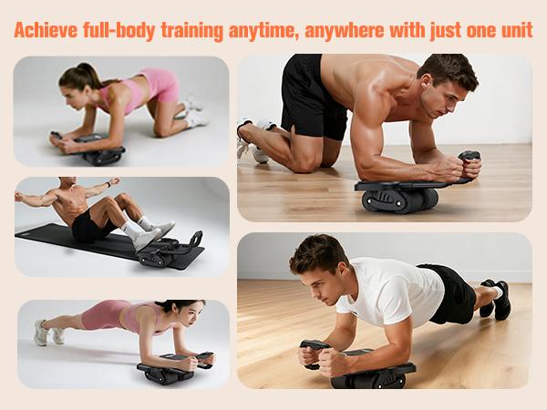 RELIFESPORTS 4-Wheel Upgraded Abdominal Roller | Elbow Support + Automatic Rebound | Multi-Layer Anti-Slip Home/Outdoor Core Trainer