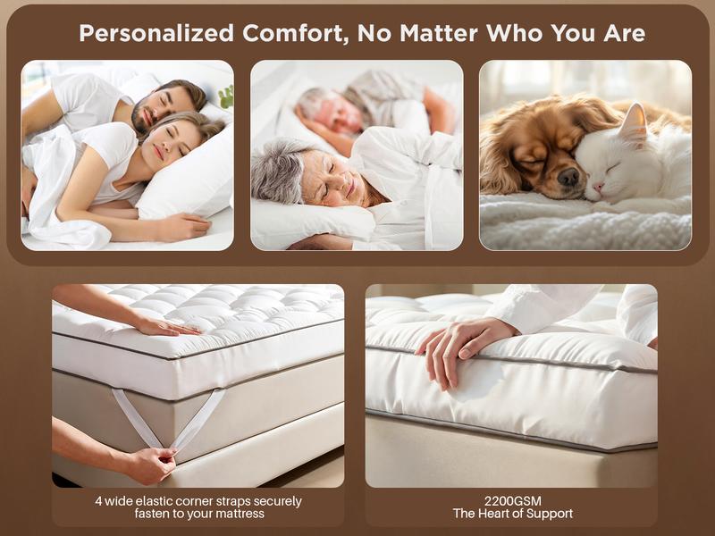 Raybee Ultra-Thick 2200GSM Mattress Topper, 3-4 Inch Memory Foam & Microfiber Hybird Mattress Pad for Back Pain & Pressure Relief, Breathable, Non-Slip, Soft & Supportive Bed Topper Pad , Twin Full Queen King for Bedroom, Dormitory, Guestroom, RVS, Raybee Ultra-Thick 2200GSM Mattress Topper, 3-4 Inch Memory Foam & Microfiber Hybird Mattress Pad for Back Pain & Pressure Relief, Breathable, Non-Slip, Soft & Supportive Bed Topper Pad , Twin Full Queen King for Bedroom, Dormitory, Guestroom, RVS,