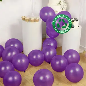 50 Pack Purple Biodegradable Balloons, 12" Thickened Extra Strong Eco-friendly Latex Helium Party Balloons