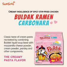 Buldak Spicy Ramen, Hot Chicken Ramen, Korean Stir-Fried Instant Noodle, Carbonara, 1 Bag with 5 Pack Food Pansit