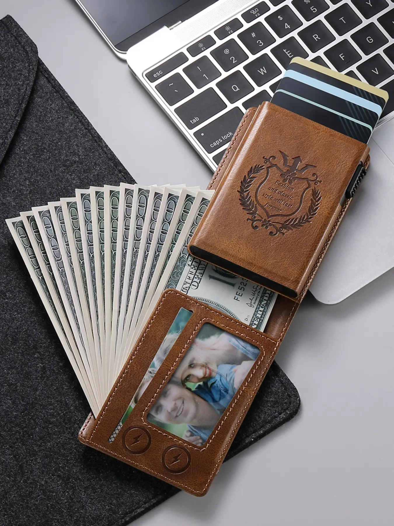 SUTENI Flip Cover Faux Leather Card Slot Wallet, Auto Pop Up Credit Card Organizer, Credit Cards Holder, Unisex Durable Fashion Cardholder, Fashionable Card Holder, Holiday Gift for Relatives, Friends and Elders