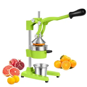 TONGCHANT Commercial Heavy-Duty Cast-Iron Hand-Press Manual Juicer Squeezer for Orange Lemon Lime Pomegranate Citrus Fruits with Stainless Steel Cup Grapefruit Juicer Orange Press Green