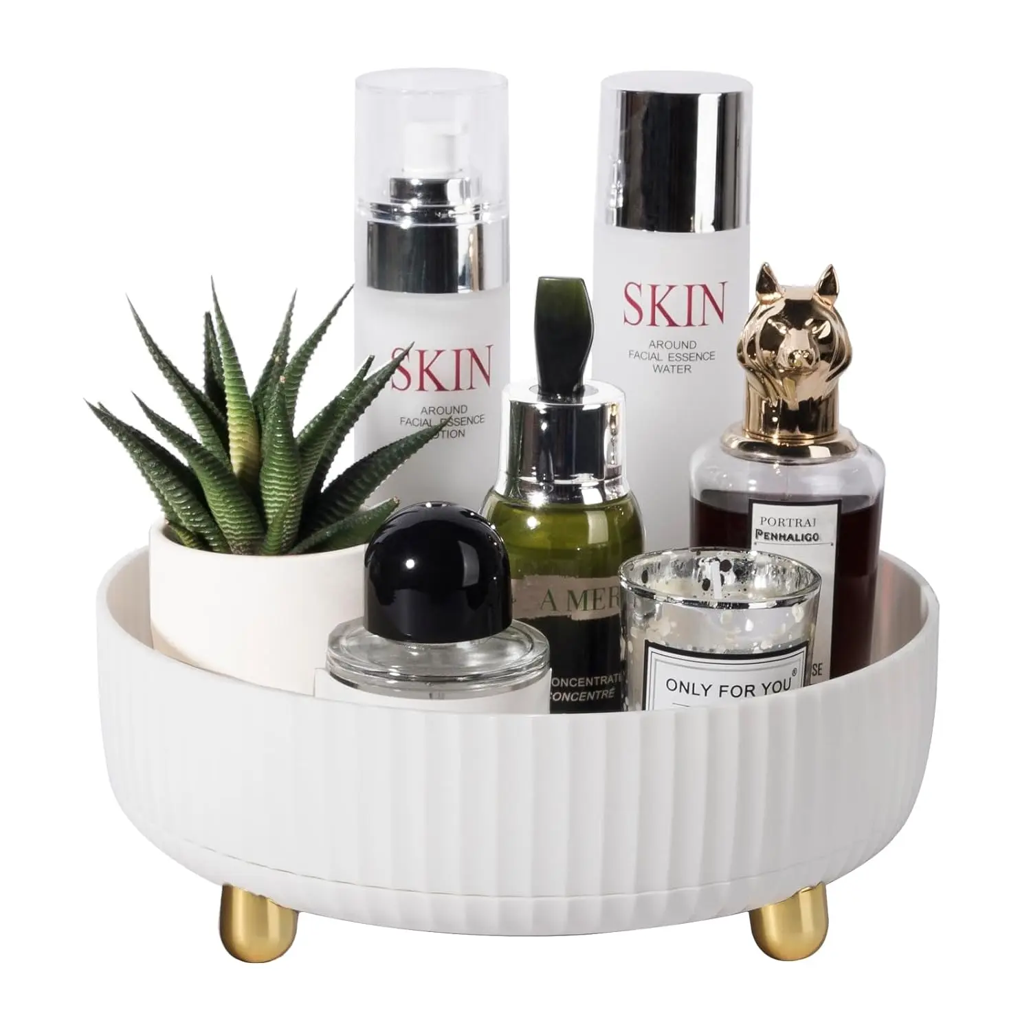 Makeup Perfume Organizer Tray 360 Degree Rotating Lazy Susan Skincare Lotion Organizer for Dresser, Vanity, Bathroom, Spinning Cosmetics Storage