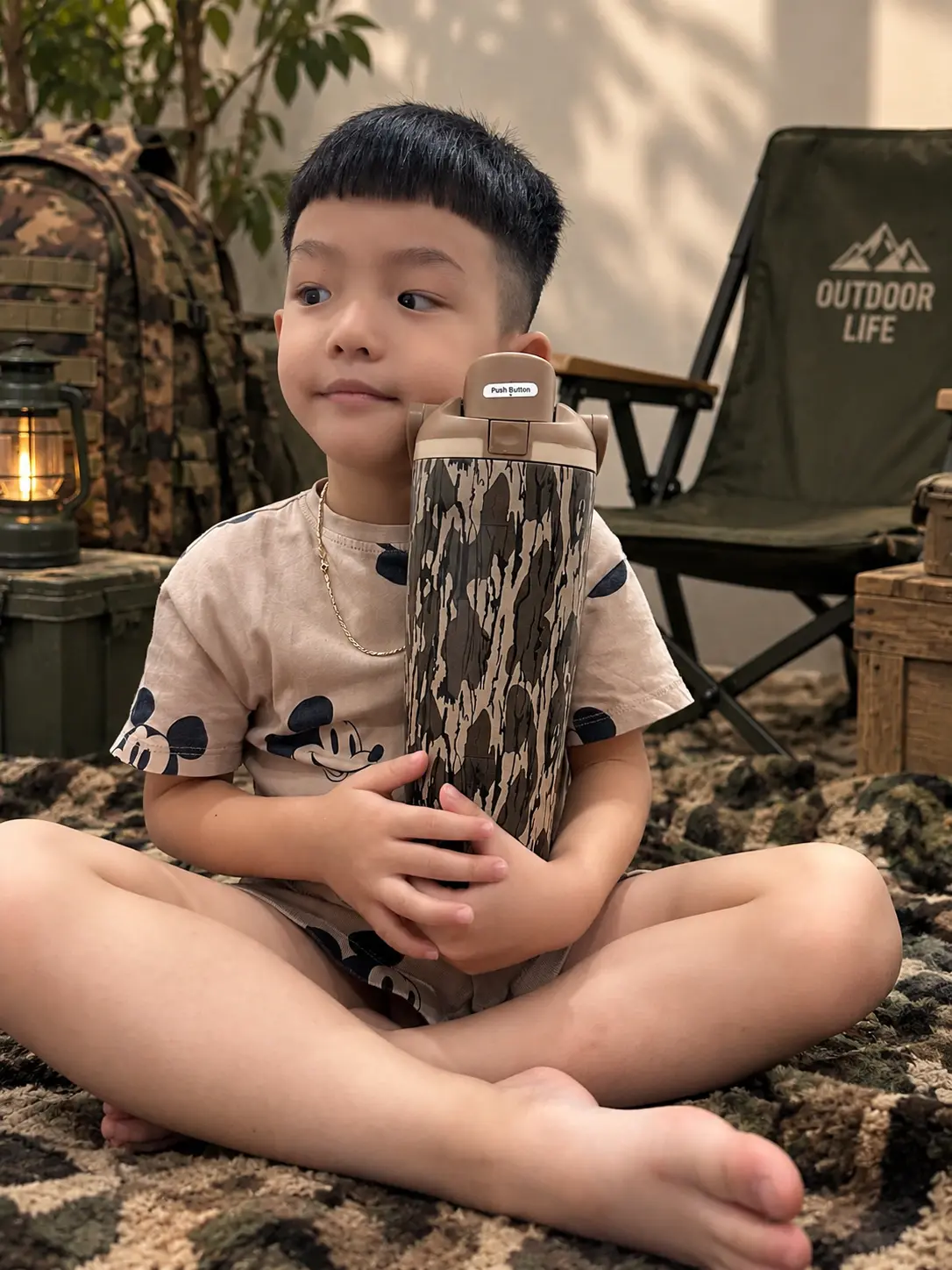 [New OWALA CAMO]Outdoor Life Camo Pattern Kids Water Bottle - [HOT COMBO CAMO]Perfect for Camping & Outdoor Adventures - Durable & Stylish Design