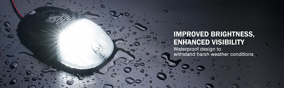 DIBMS Smoke Lens Roof Cab Clearance Light Kit with White LED, Compatible with Van SUV POV Vehicles, 5 Piece