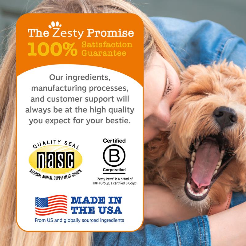 Zesty Paws Probiotic Bites for Dogs - Canine Nutritional Supplement with Six Probiotics for Gut Health & Immune Function