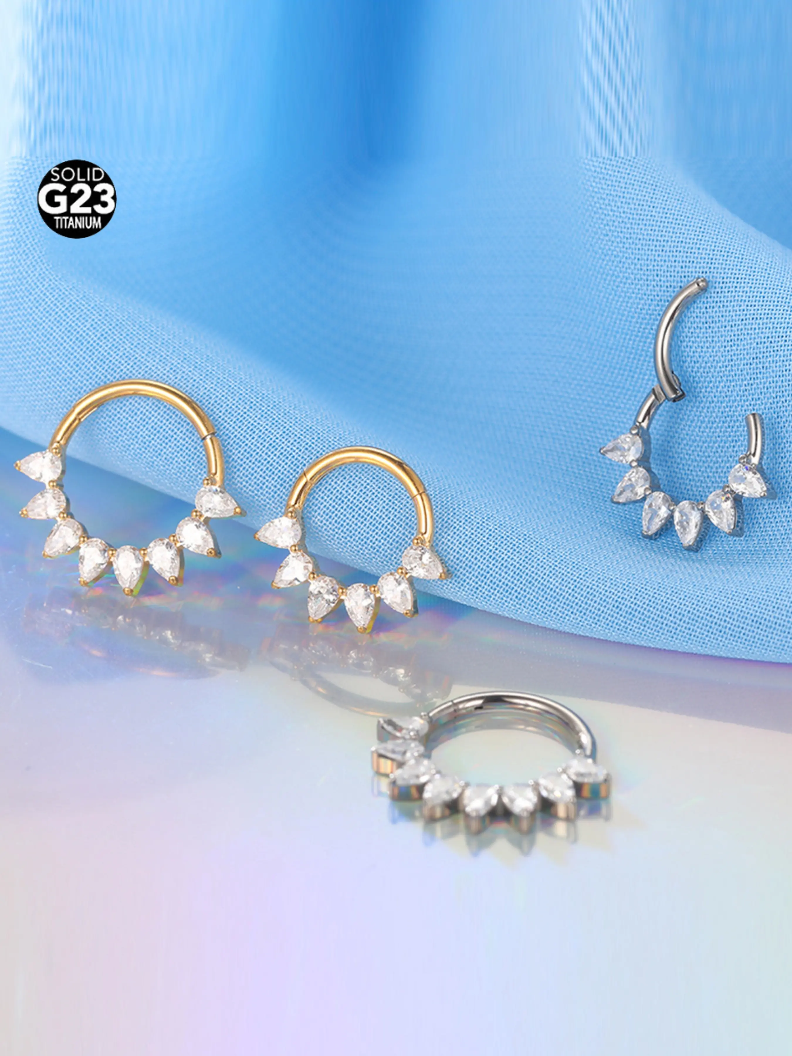 G23 Titanium Daith Clicker Nose Ring, Cz Septum Rings, Cartilage Earring Hoops, Hinged Clicker Body Jewelry, Body Piercing Jewelry, 1 Piece