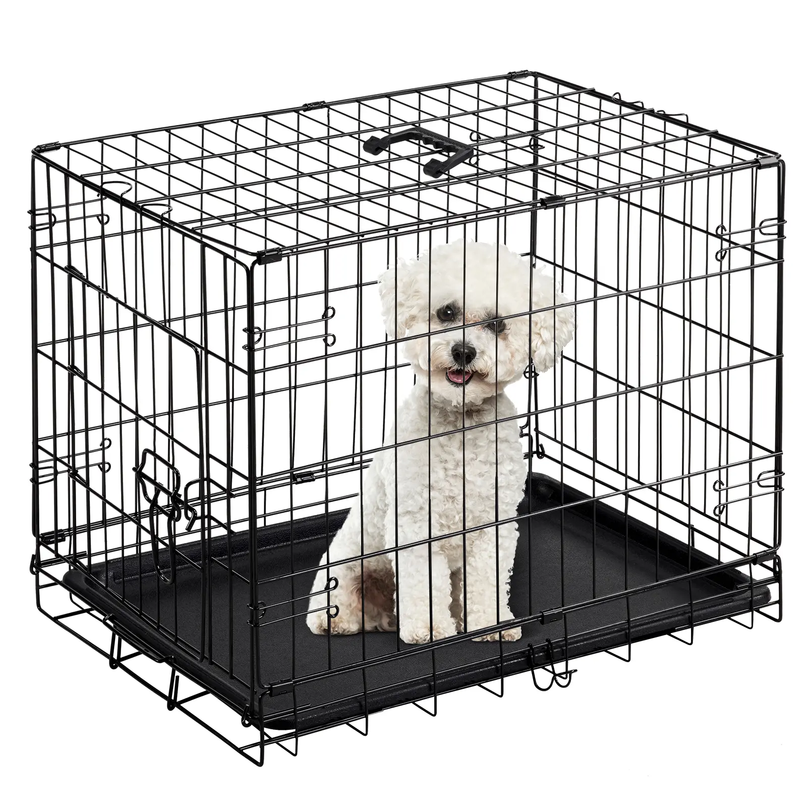 Rectangular Metal Frame Dog Crate - 24”/30” Options, Durable Single Door Pet Kennel with Secure Lock, Collapsible Design, Removable Tray for Easy Cleaning, Portable Cage, 24” Options