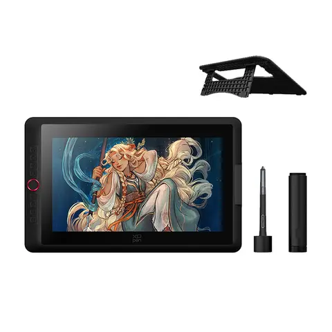 XPPen Artist 15.6 Pro V2 15.4-in Digital Drawing & Writing Tablet with X3 Pro Stylus (16384 Pressure Levels, 60° Tilt), Red Dial, Full-Lamination, Anti-Glare Film, Adjustable Stand, 3-in-1 Cable for PC, Mac, Linux, Android Devices (Port, Chip Included)