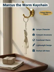 Marcus the Worm Keychain - 3D Printed PETG Material Fun 3½ Inch Keychain for Keys Backpack Purse or Zipper Pull Unique Character Compact Accessory Functional Charm Lightweight Design Perfect Gift Item