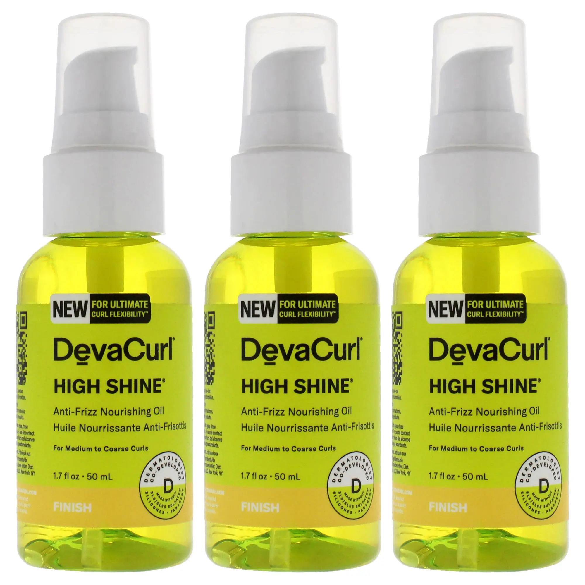 DevaCurl High Shine, Nourishing, Anti-Frizz Hair Care Oil-NP - Unisex, 1.7 oz, Pack of 3