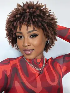 3 Inch Short Dreadlock Wig Dreadlock Hair Short Afro Curly Dreadlock Wigs for Women Faux Locs Twist Braiding Natural Black Synthetic Hair Wigs