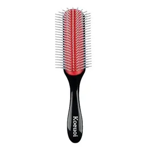 Classic Styling Curly Hair Brush. 9 Row Black Brush for Detangling, Separating, Shaping. For Women and Men Wet or Dry Hair