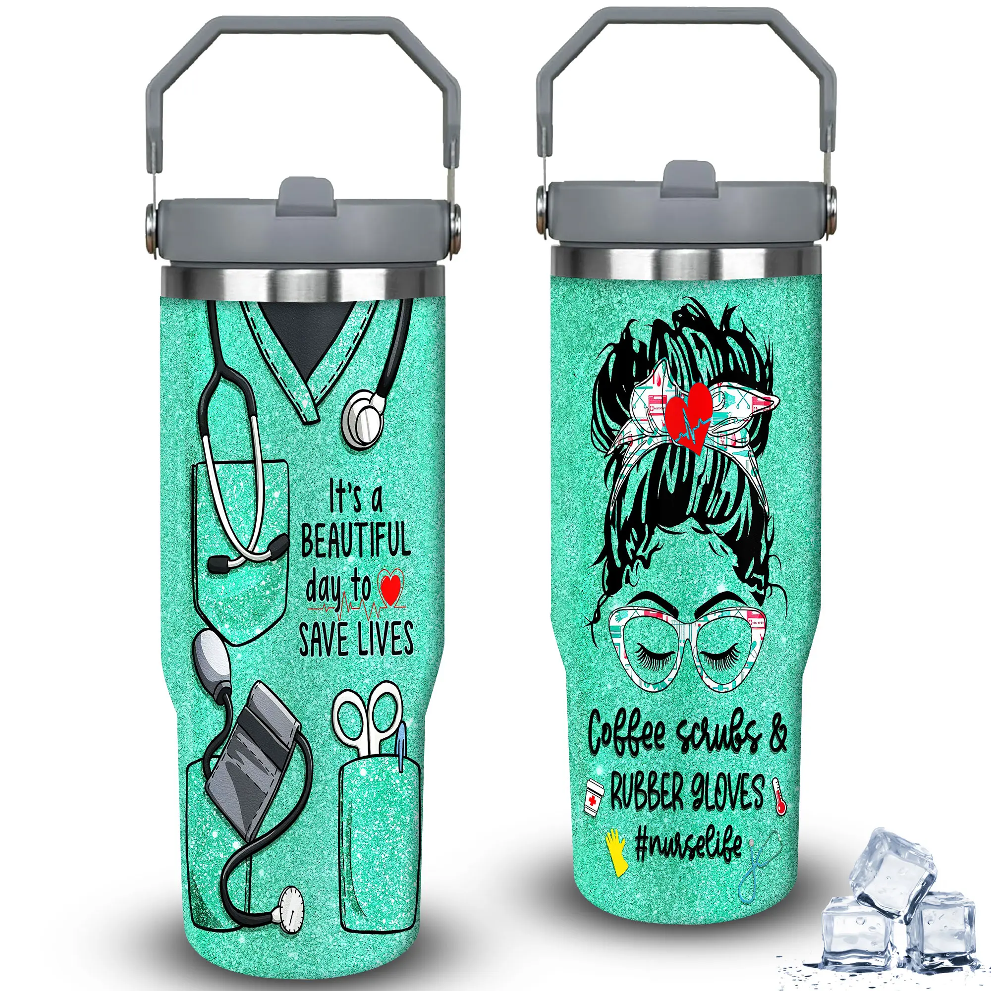 1pc 30oz Nurse Life Stainless Steel Tumbler with Lid, Insulated Travel Mug, Gift for Women Men, Ideal for Halloween, Independence Day, Memorial Birthday Gift, Coffee Cup, weird stuff