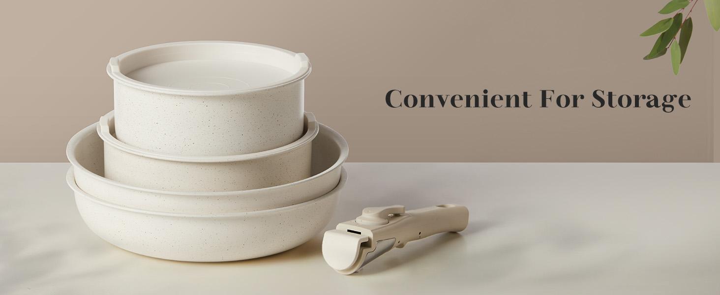 【Deal】12 Pcs Pots and Pans Set with Detachable Handle, Induction Cookware, Dishwasher Oven Safe, 13x13x10 Inch Granite Non-Stick Kitchen Appliances