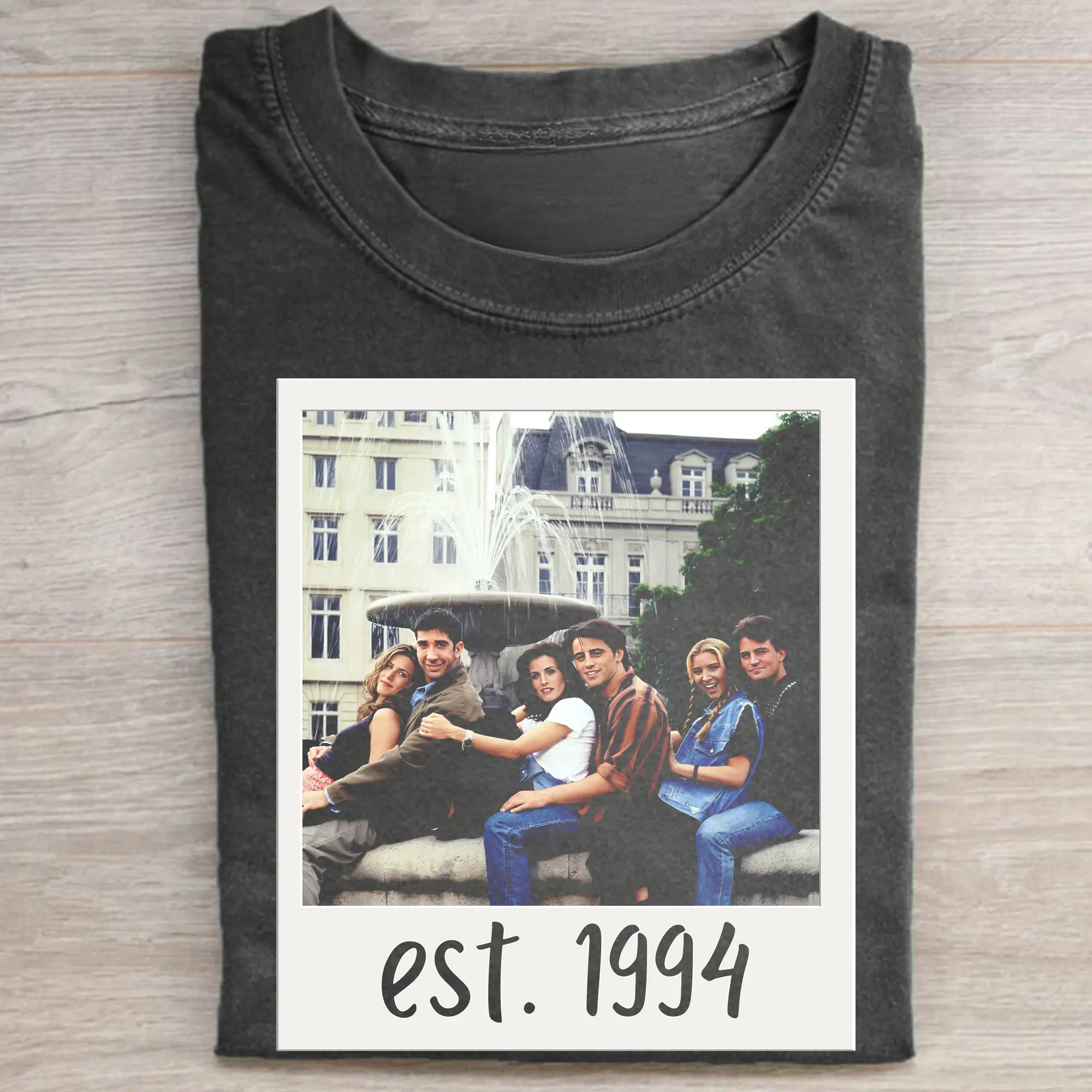 POLAROID Men's Stylish Graphic Tee - Vintage Friends Sitcom 1994 Print, Retro Cotton Fitted Crew Neck, Cute, Casual Lightweight All-Season Top, Standout Print, Easy Daily Wear Tee, Cold Wash Only, Do Not Dry Clean