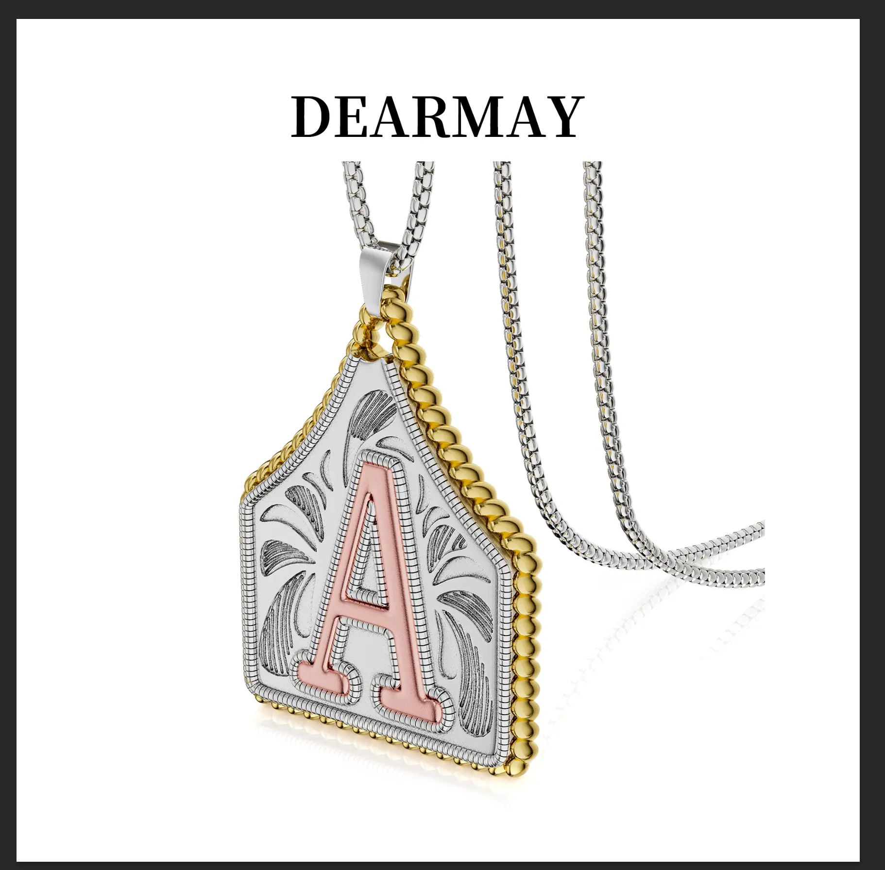 Dearmay Initial Necklace for Men or Women 14K Gold Plated Letter Pendant Waterproof Hypoallergenic Personalized Jewelry Gift for Boyfriend