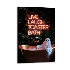 Toaster Bath Ghost Canvas Aesthetic For The Bedroom Wall Sitting Room Dormitory Wall Office Wall Poster Decorative Painting Canvas Wall