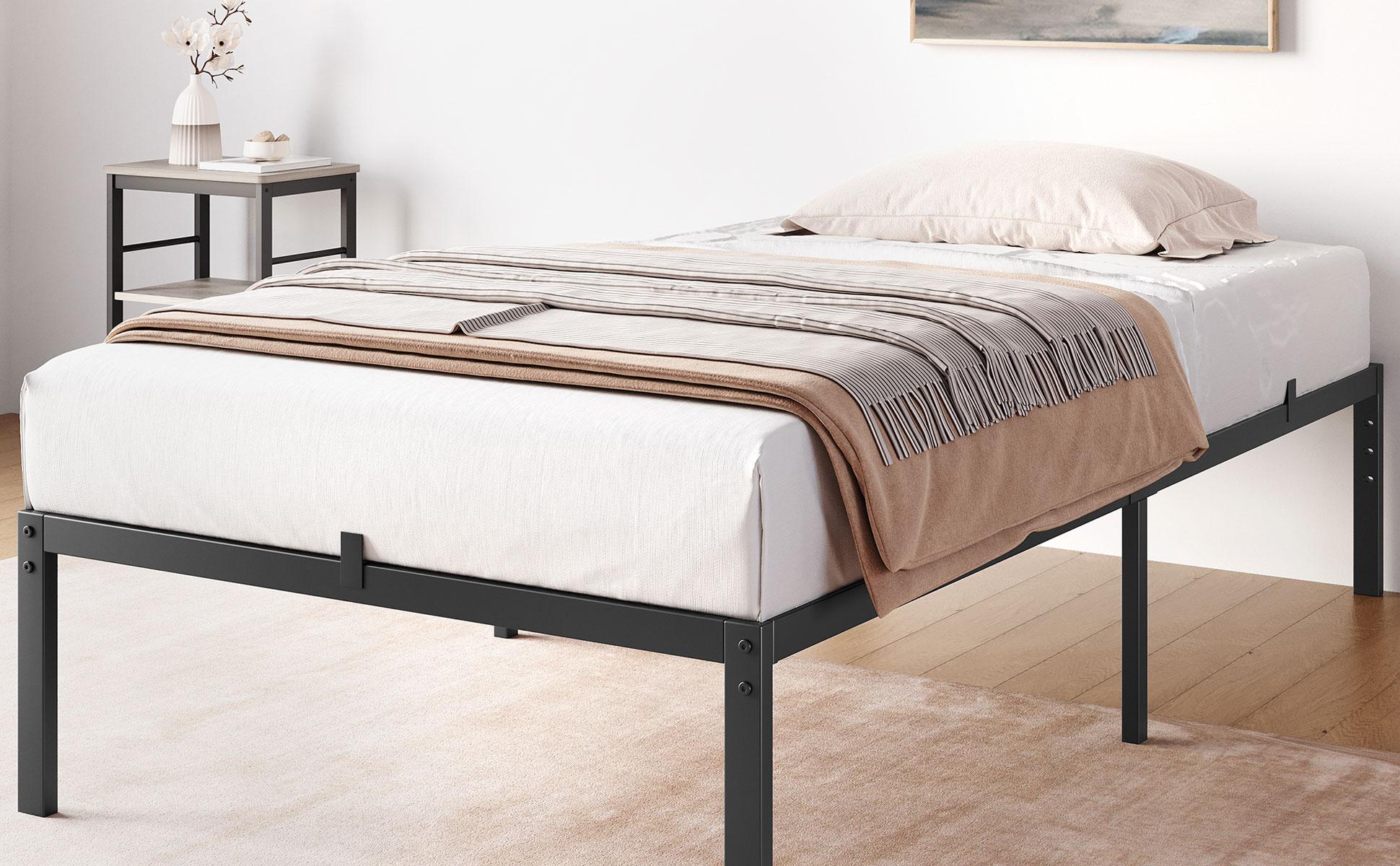 GARVEE 14 Inch Queen Bed Frame with Storage,Metal Platform Queen Bed Frame No Box Spring Needed Steel Slat Support Easy Assembly