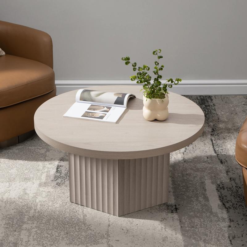 SICOTAS Round Coffee Table for Living Room, Modern Fluted Circle Center Coffee Table with Storage, 32" Accent Tea Dining Table for Apartment, Grey Alder SICOTAS Round Coffee Table for Living Room, Modern Fluted Circle Center Coffee Table with Storage, 32" Accent Tea Dining Table for Apartment, Grey Alder
