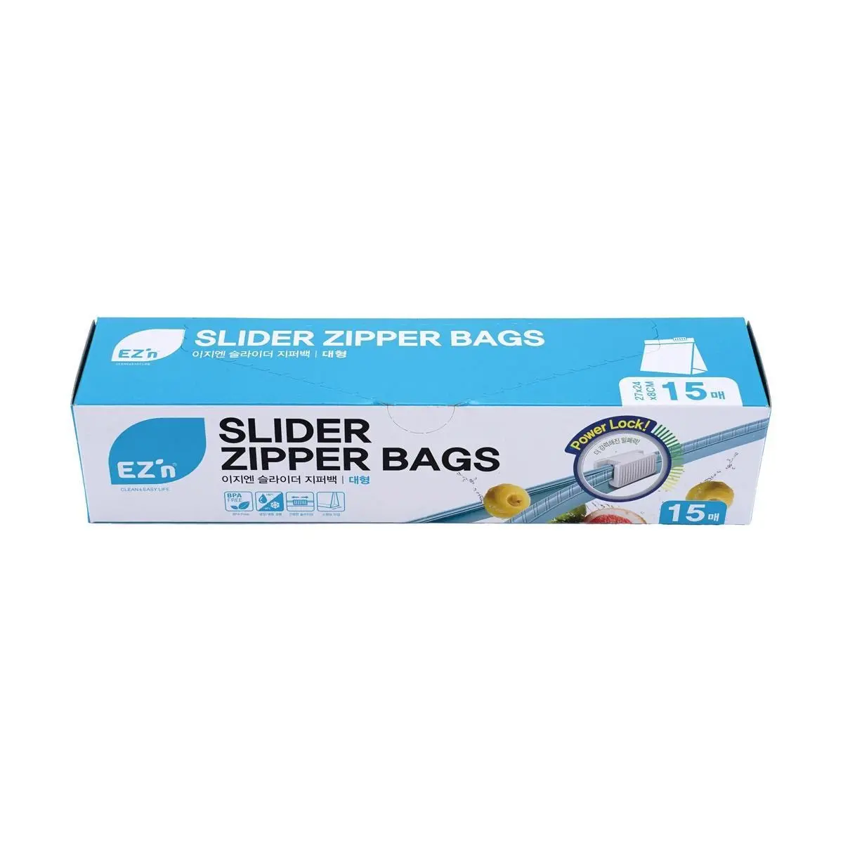 EZ'n Reusable Food Grade Zipper Seal Bags - Large, Airtight & Moisture-Proof for Food Storage