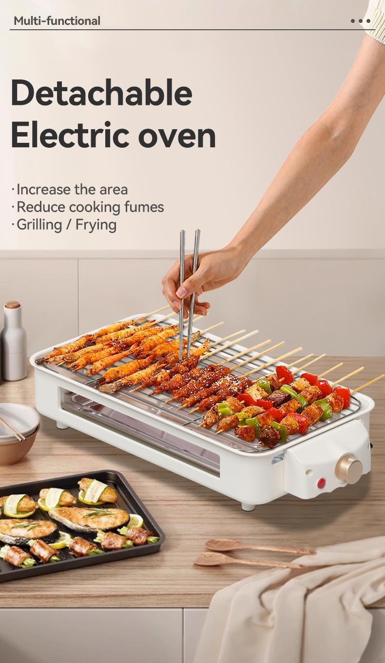 TANLOOK 1500W Electric Korean BBQ indoor Grill – Smokeless Non-Stick Grill with Removable Plates & Temp Control, Compact All-Purpose Tabletop Griddle, with Clip & Brush