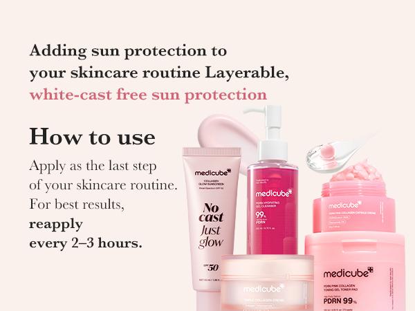 [NEW] [medicube] No Cast Just Glow Collagen Sunscreen | SPF 50 Broad Spectrum Face Sunscreen | Lightweight, Non-Sticky, Hydrating Formula | No White Cast or Residue | Peptide, Cica for Soothing & Natural Glow