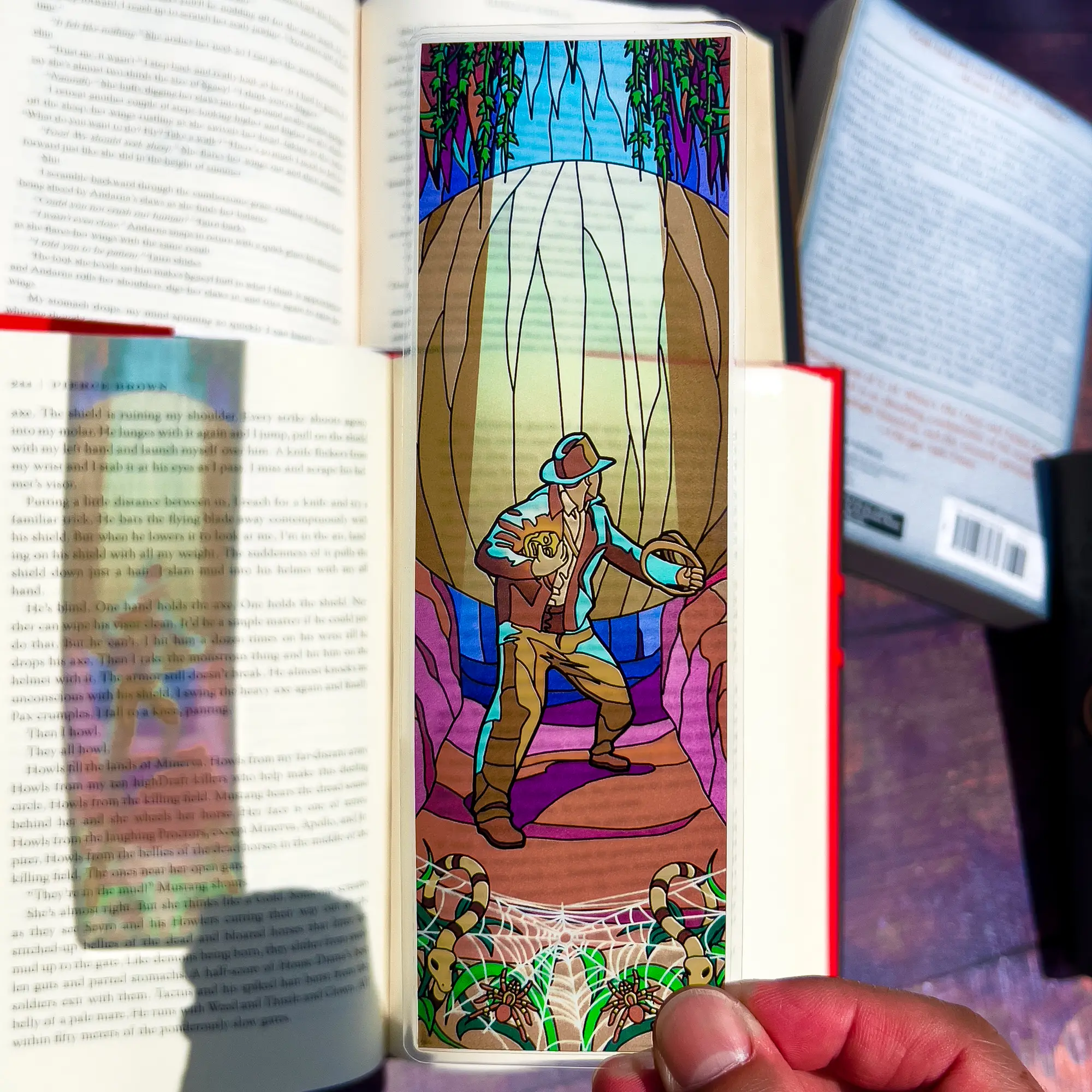 Indiana Jones Boulder Escape Stained Glass Bookmarks (Transparent Bookmark, Fantasy Book Reader Gift)