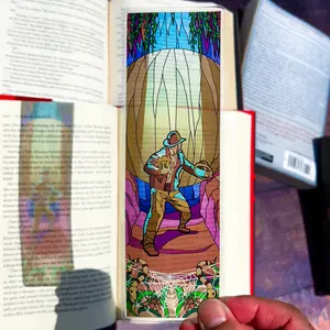 Indiana Jones Boulder Escape Stained Glass Bookmarks (Transparent Bookmark, Fantasy Book Reader Gift)
