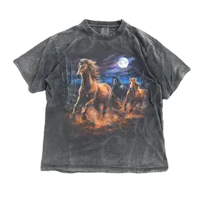 Wild Horses Vintage 90s Graphic T-Shirt, Retro Moonlit Running Horse Tee