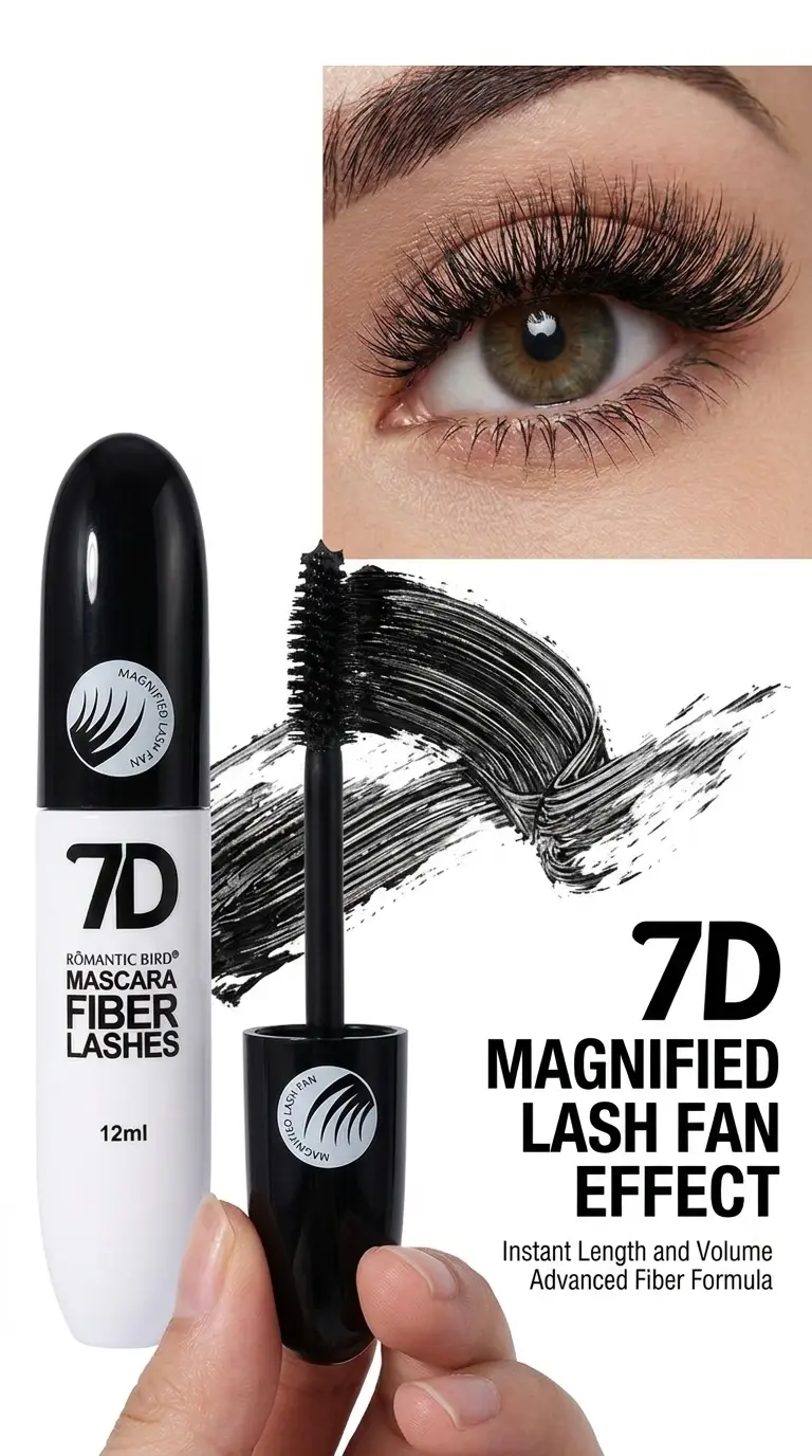 7D Silk Fiber Eyelashes Mascara for Adults - Longwear, Volume & Length Enhancing Mascara, 24-Hour Smudge-Proof Water Resistant, Buildable Spider Lash Look, Beginner Easy Application, Perfect Gift