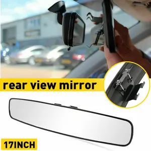 17in/10in Universal Interior Clip On Clear Rear View Mirror, Anti-Fall Design, Easy Install for Car/SUV/Truck, HD Vision