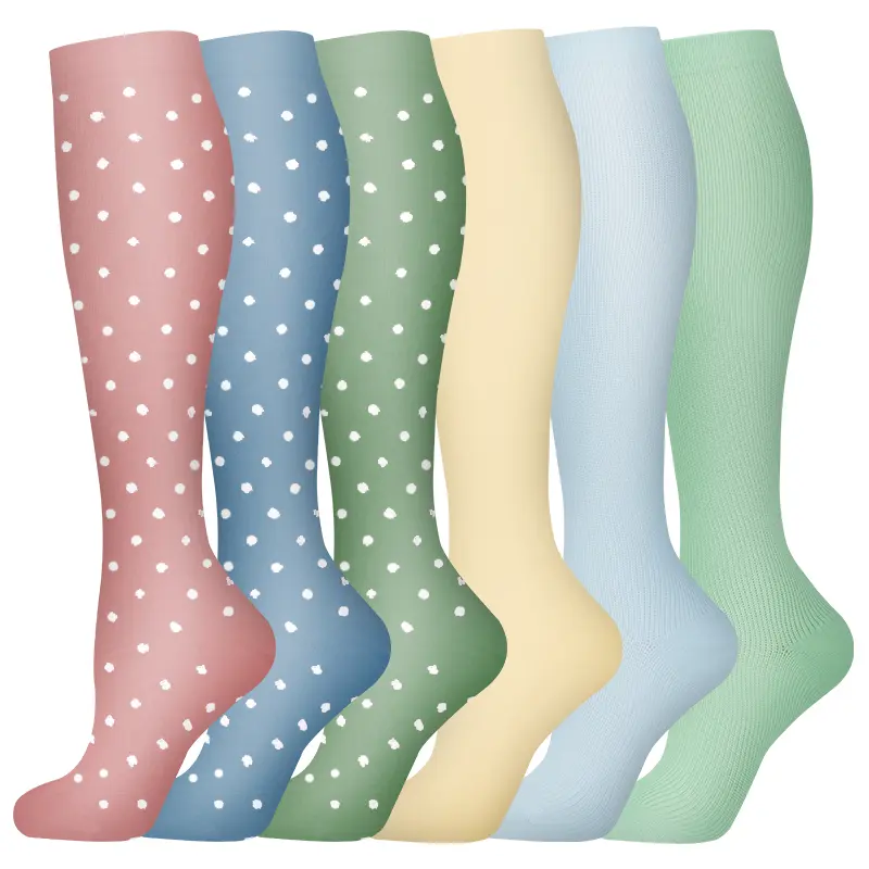 MhzyCaus 6 Pairs of Compression Calf Socks – Quick-Drying and Long-Lasting Support for Running, Fitness, and Recovery Compression Knee-High Socks breathable day