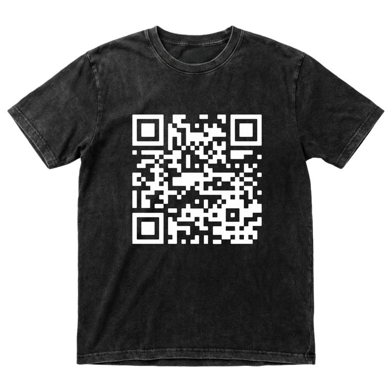 Funny FU QR Code T-Shirt Black Cotton Crew Neck Short Sleeve Casual Graphic Tee for Men Comfortable Versatile Everyday Wear Soft Stylish Streetwear Top