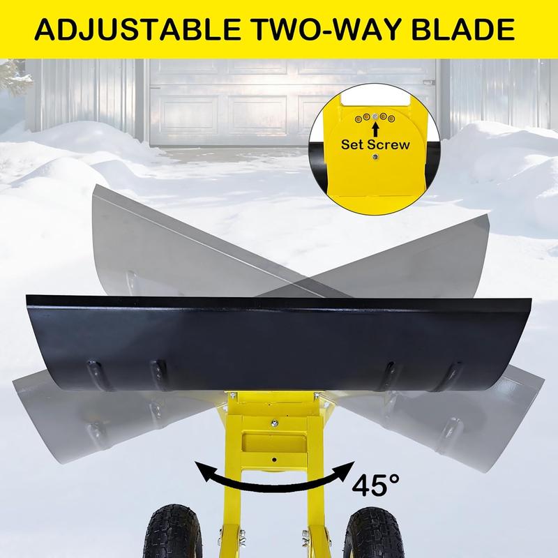 Heavy-Duty 29” Snow Shovel with 10” Pneumatic Wheels – 7-Position Adjustable Blade, Anti-Slip Handle, Snow Pusher for Driveway, Sidewalk & Doorway – Perfect VALENTINES, EASTER & Birthday Gift