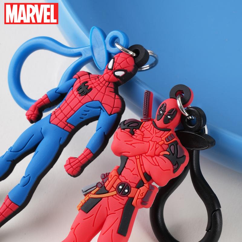 Marvel Officially Licensed PVC Keychain 1PC - Spider-Man, Deadpool & Iron Man - Soft Rubber Keyring Bag Charm & Backpack Accessory