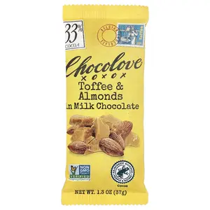 Chocolove Toffee & Almonds in Milk Chocolate, 33% Cocoa, 1.3 oz (37 g)