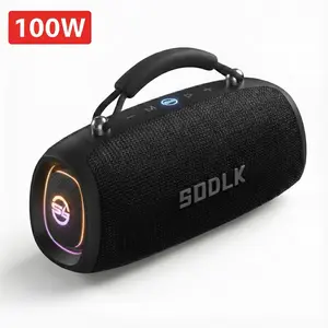 SODLK 100W Portable Bluetooth Speaker with Handle, Electronics deals Loud Outdoor Speaker with 9000mAh Battery, 30H Playtime, Deep Bass, IPX6 Waterproof, Wireless Stereo Pairing for Party, Camping, Home, Beach